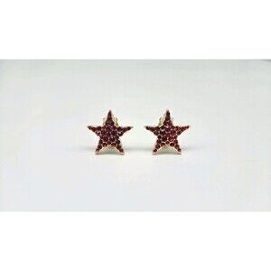 Heidi Daus Red Swarovski Crystal Star Clip On Earrings Gold Tone Designer Signed